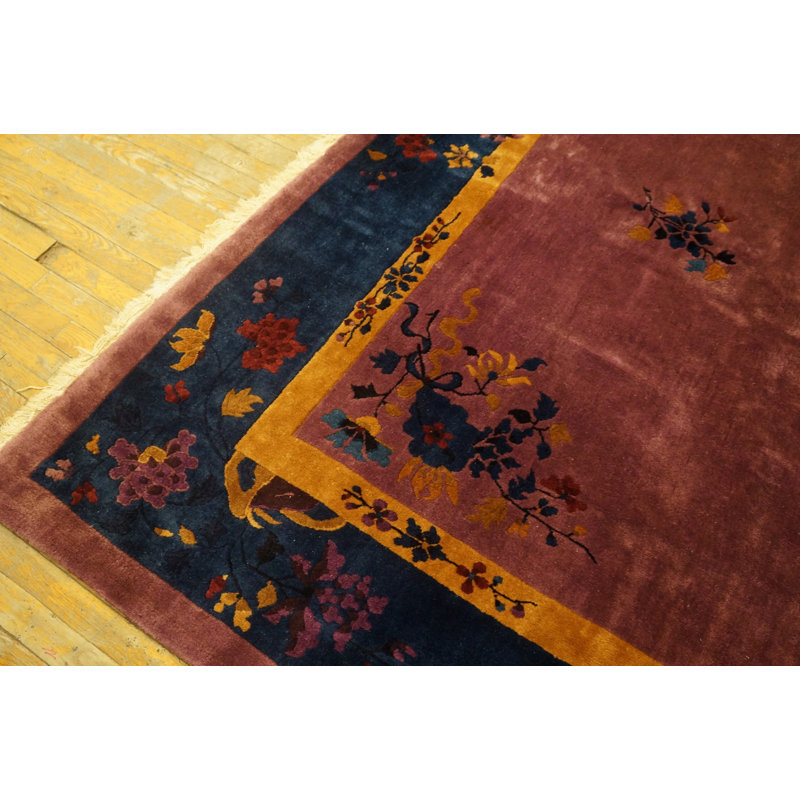 Hand Knotted Wool Area Rug in Purple