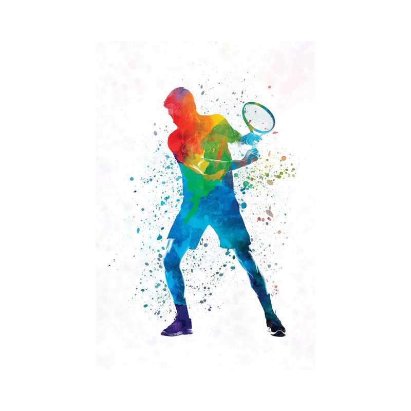 Man Tennis Player in Watercolour II 1 Piece Wrapped Canvas Painting, 30.48 cm H x 45.72 cm W