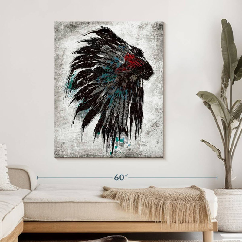 American American Feathered, couvre-chef sur toile, H 45 po x l 36 po x P 1,25 po