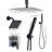 Shower Faucet Set, 10 Inch Ceiling Mount Rainfall Shower System with 6 Inch Wall Mount Head and 2 in 1 Handheld Spray, Rotatable 3-Function Dual Rain Head Brass Valve and Trim Kit, Matte Black-124573581