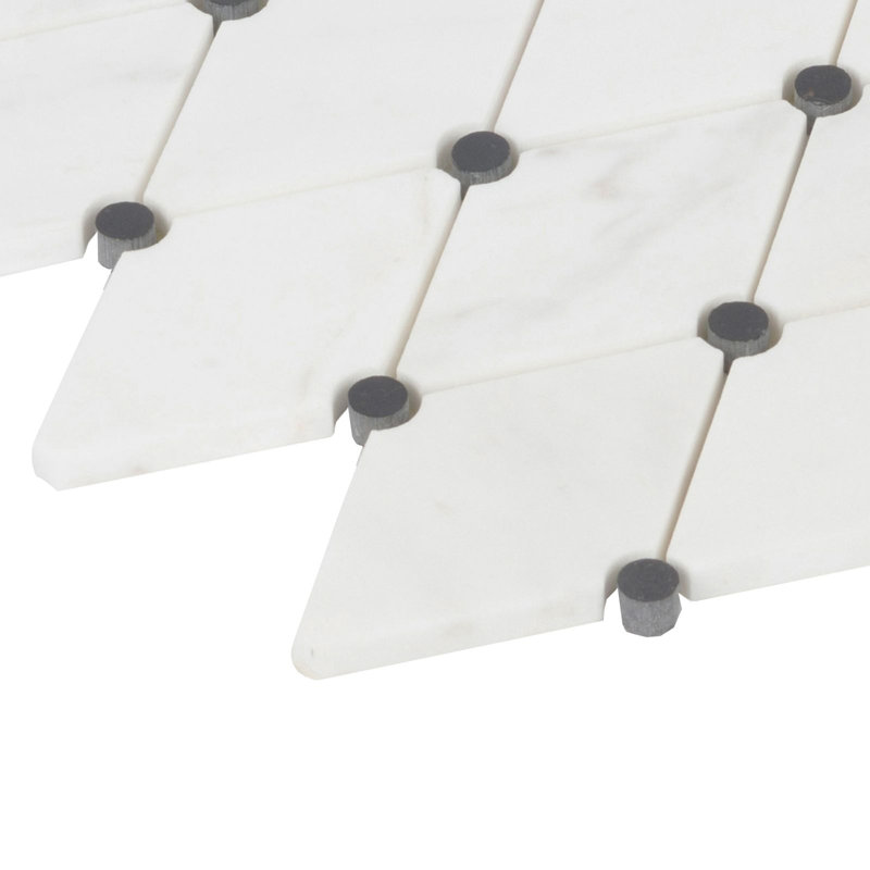 11.5" x 12.75" Marble Mosaic Tile, White/Black