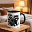 Cute Hand-Drawn Vintage Raccoon Ceramic Mug  Dishwasher Coffee & Tea Cup with Raccoon Forest Design.