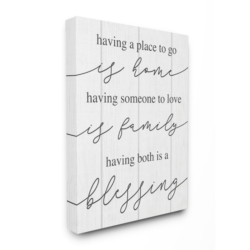 «Finding Home and Family» par Daphne Polselli, reproduction d'art textuel, H 20 po x l 16 po x 1,5 po, Toile tendue