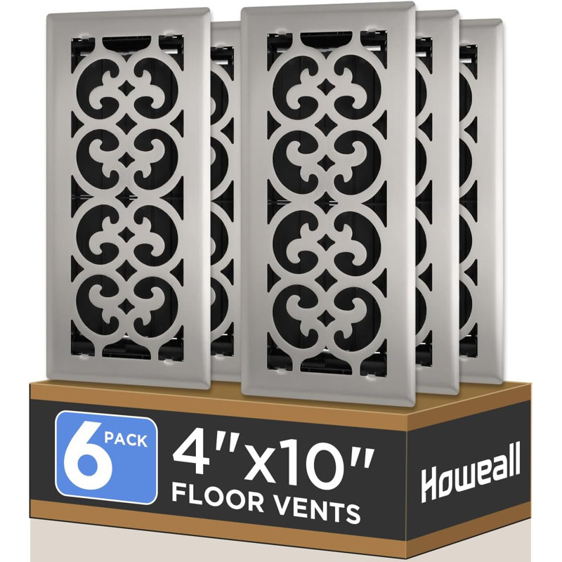4 x 10 pouces 6 paquet registre de plancher robuste marche - couvercles d'aération décoratifs à levier facile à régler