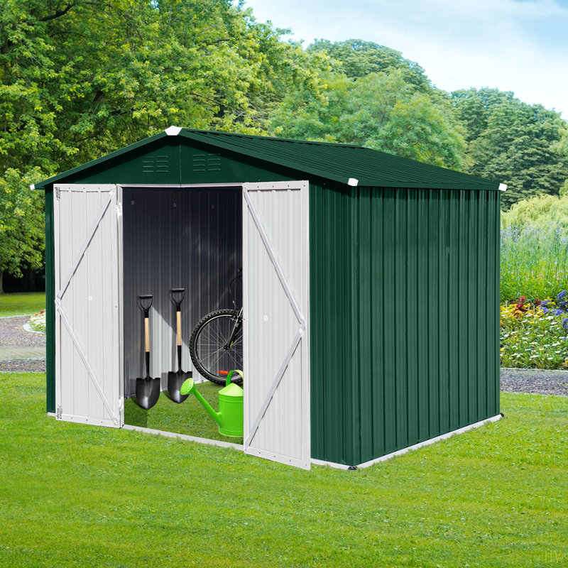 Remises de jardin en métal 8 pi x 6 pi, Vert