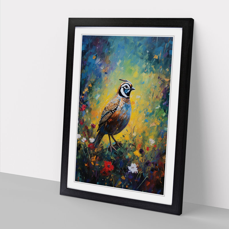 Partridge Impressionism No.2 - Single Picture Frame Print on Wood, Black Framed, 64cm H x 46cm W x 2cm D
