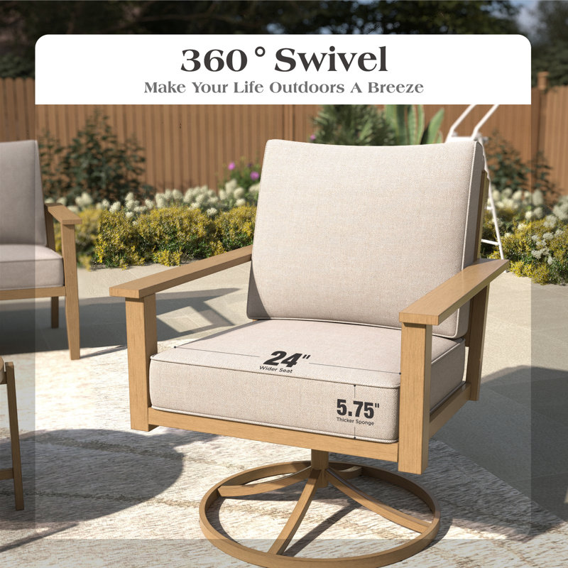 5 - Person Patio Conversation Set With Swiveling Lounge Chairs
