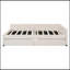 Grand lit plateforme tapissier avec port USB et 2 tiroirs, beige