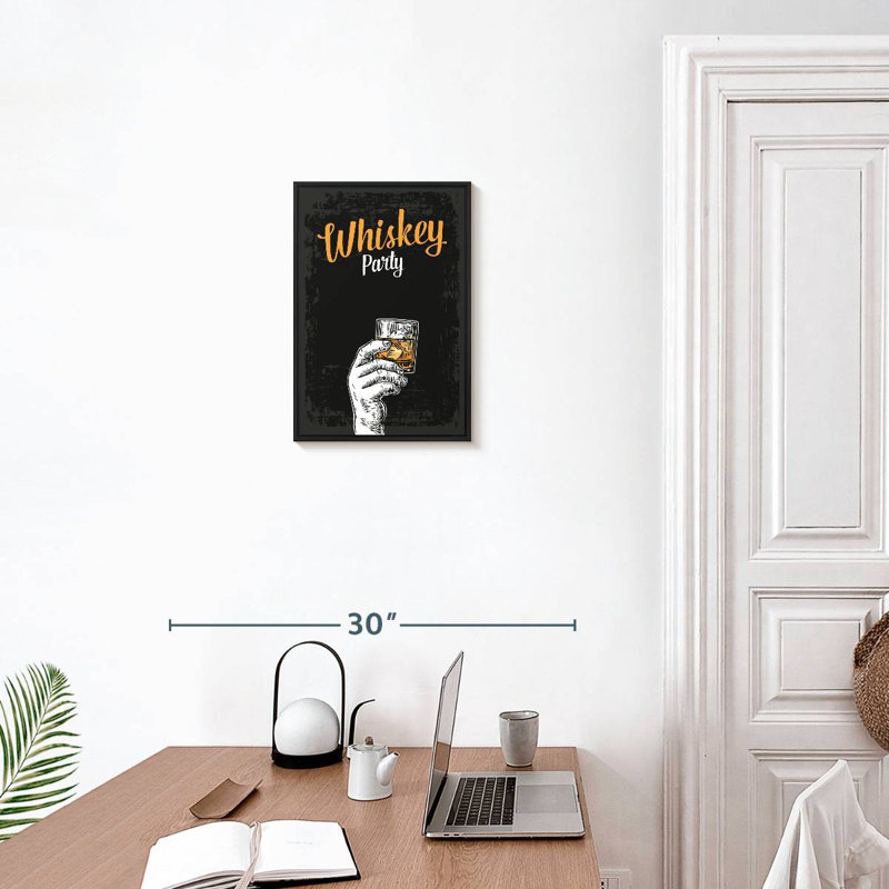 Whisky Party, 13 po x 19 po, Cadre flottant noir