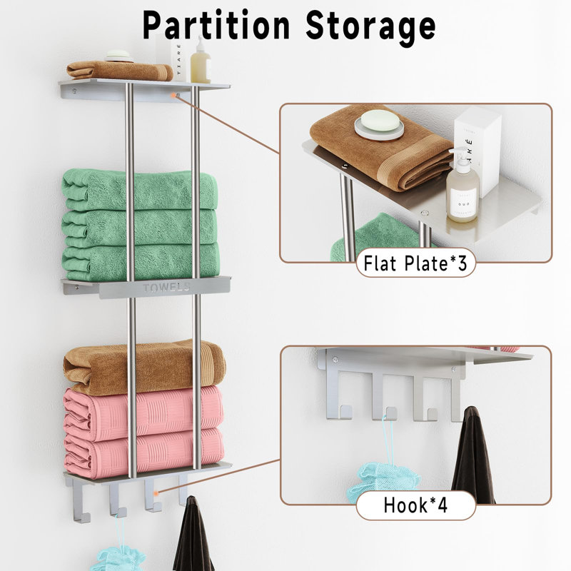 Wall Towel Rack, Brushed Nickel