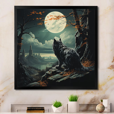 Loup hurlant à la lune III - art mural mode