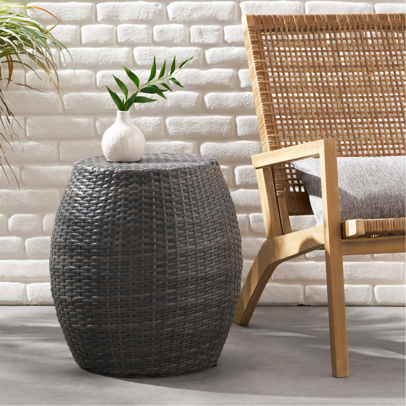 Table d'appoint d'extérieur en osier pour terrasse 14,00 "
