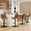 Ensemble de 2 tabourets de bar, tabourets de bar pivotants réglables, tabourets de hauteur de bar avec support pour le dos, chaises de bar à hauteur de comptoir en similicuir pour îlot de cuisine rustique, brun-29185470