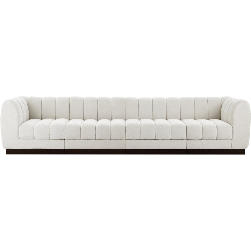 Quinn 133" Upholstered Sofa, Cream Chenille Fabric