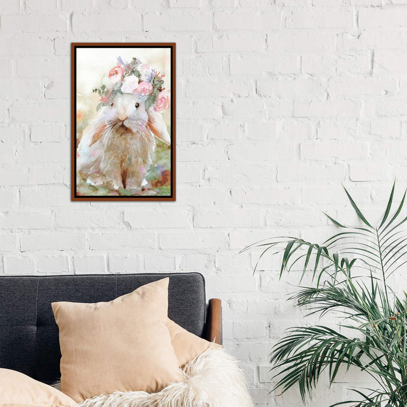 Bunny Sophia - reproduction d'art, H 26 po x l 18 po x 1,5 po, Toile avec cadre en bois classique