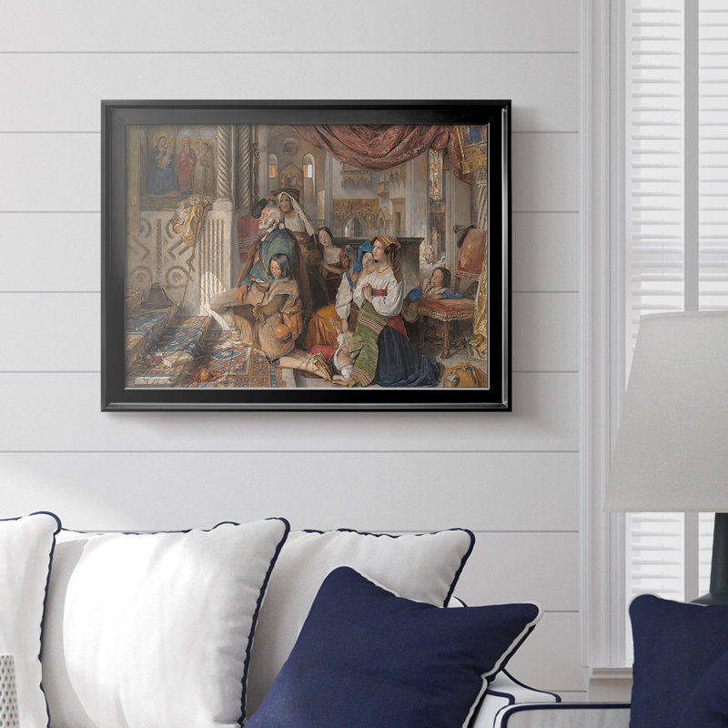 Pâques à Rome - John Frederick Lewis - Toile tendue avec châssis, 1840, 18.5x24.5, Framed Canvas, Black