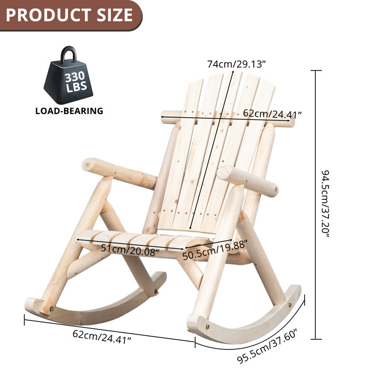 Chaise d'extérieur en bois massif à bascule Aboubaker