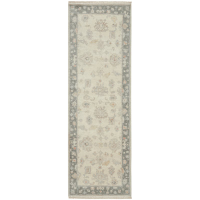 Tapis ivoire en laine noué à la main Premo