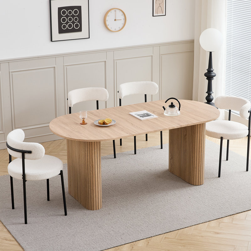 Nordic Style Dining Table - Oval Table - For 6-8 People - 180 X 76 Cm (L X H), Light Brown