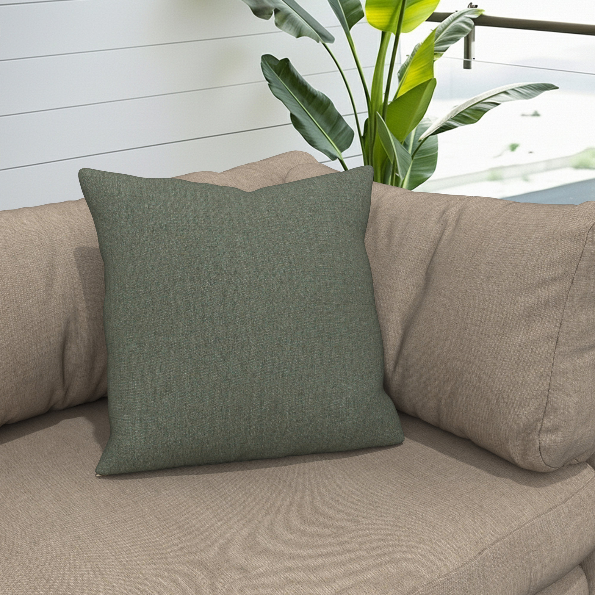 Gabi Indoor/Outdoor Throw Pillow, Dark Green, Square 24"