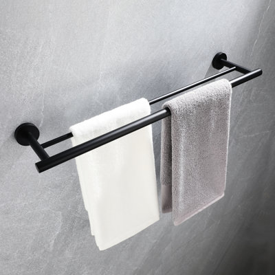 Matte Black Aluminium Wall Mounted 5 Piece Bathroom Towel Rack - Quality Material, Corrosion For Different Rooms Simple Setup Modern Mount And Various Locations Easy To Install