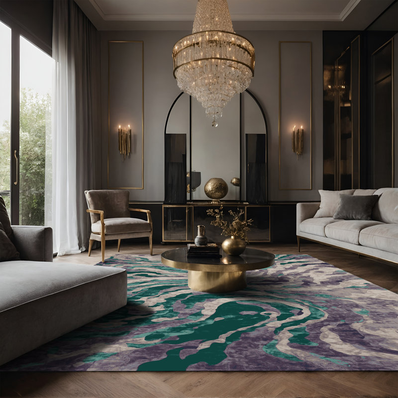 Tapis gris soyeux et moelleux, Rectangle 2 pi x 3 pi