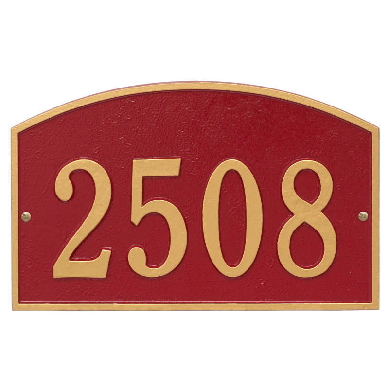 Plaque d'adresse murale sur 1 ligne Legacy, Rouge / Or, Oui