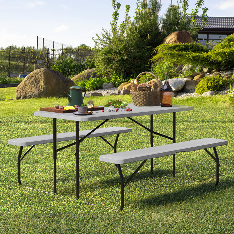 Ensemble de table de pique-nique Nadabus, H 29 po x l 29 po x L 71 po, Noir