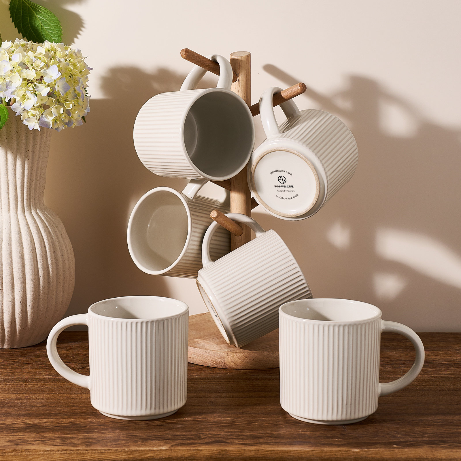 Star Series 4 Pieces Mug Set, Cinnamon Brown, Oat