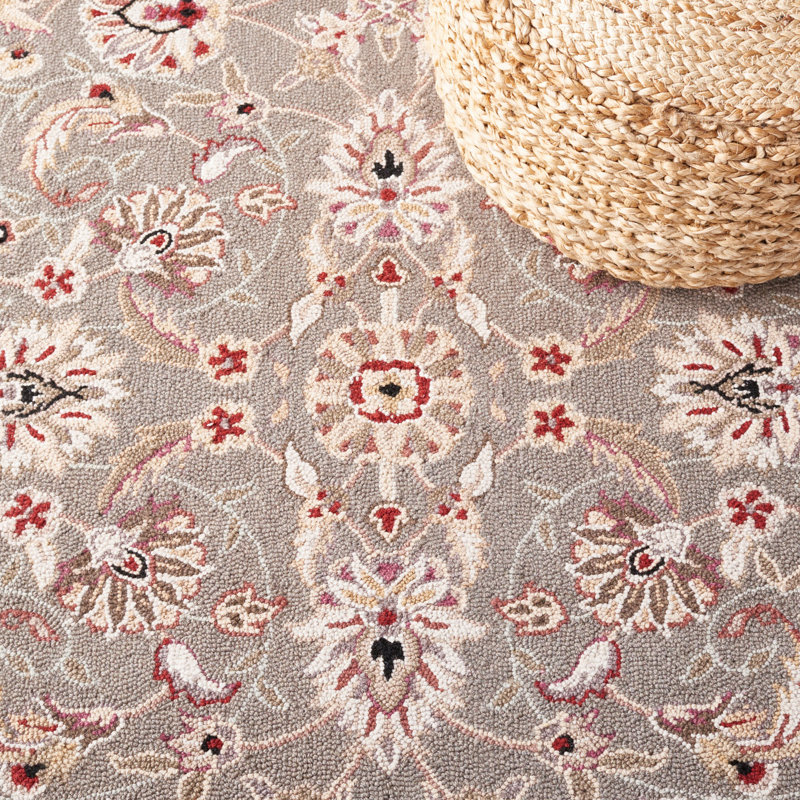 Tapis taupe / ivoire en laine crocheté à la main Hollander, Rectangle 2 pi 9 po x 4 pi 9 po