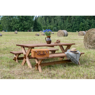 Romford 8 - Person Rectangular Solid Wood Patio Dining Set