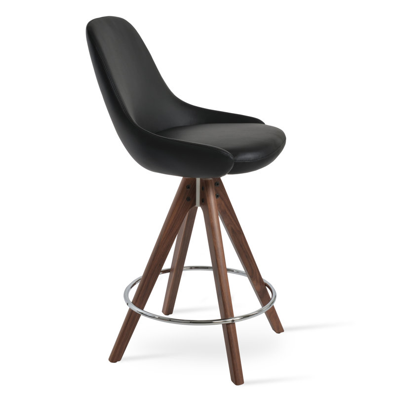 Tabouret de comptoir et de bar, Tabouret de bar (hauteur d'assise de 29,5 po), Gris foncé, Tissu turquoise
