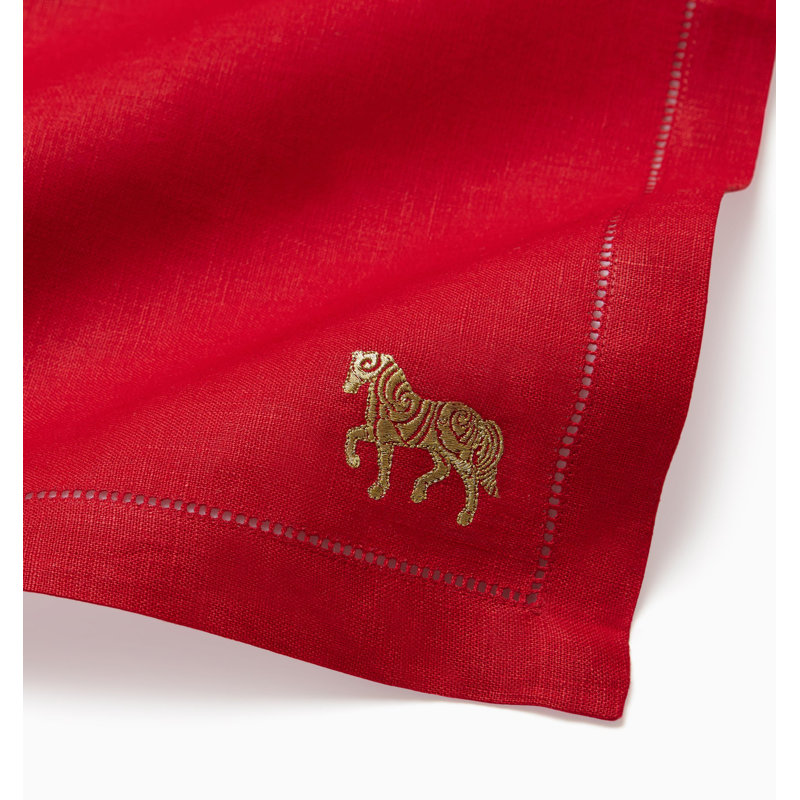 Lunar New Year Linen Square Napkins, Red