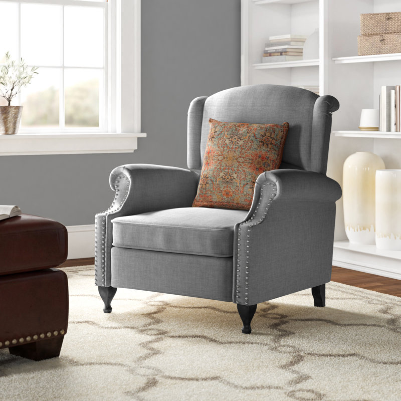 Claribel Upholstered Recliner, Gray