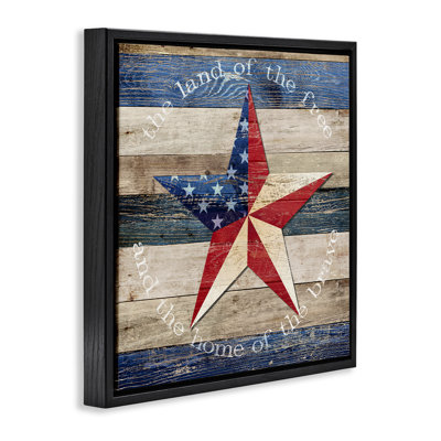 Patriotic Star & Phrase Framed Floater Canvas Wall Art, design by Susan Arnot