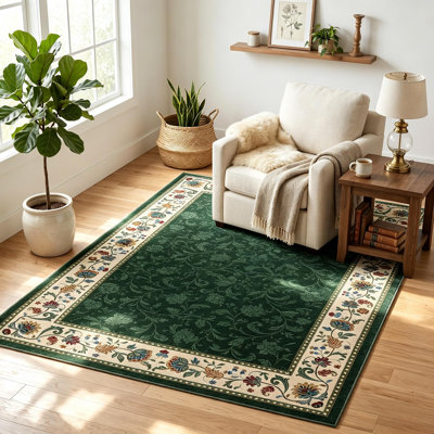 Tapis lavable rétro à motif floral rétro, tapis lavable à la machine antidérapant pour salon, chambre à coucher, vestibule