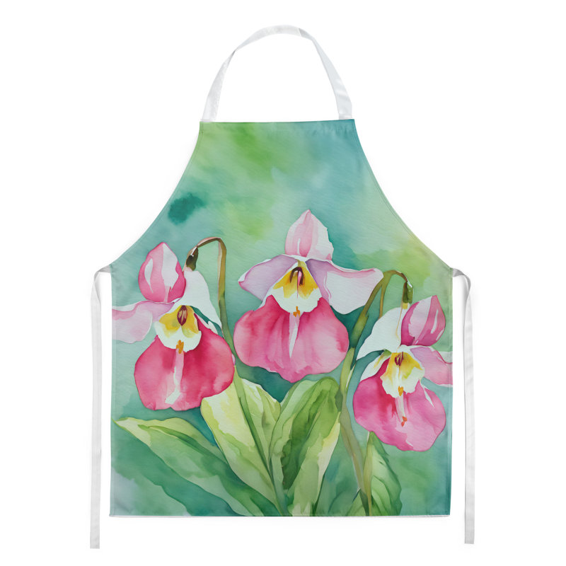 Iris du Tennessee en tablier aquarelle, Pantoufles pour femmes du Minnesota - rose et blan