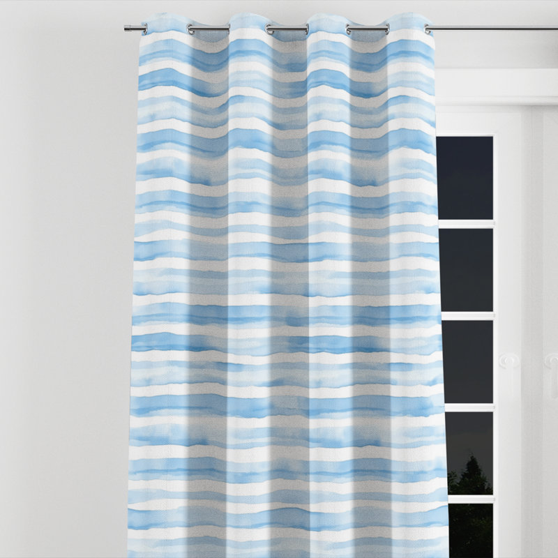 Rideaux obscurcissant à rayures - Rideau à œillets à rayures bleu pâle et bleu moderne - 1 panneau, L 52 po x L 90 po