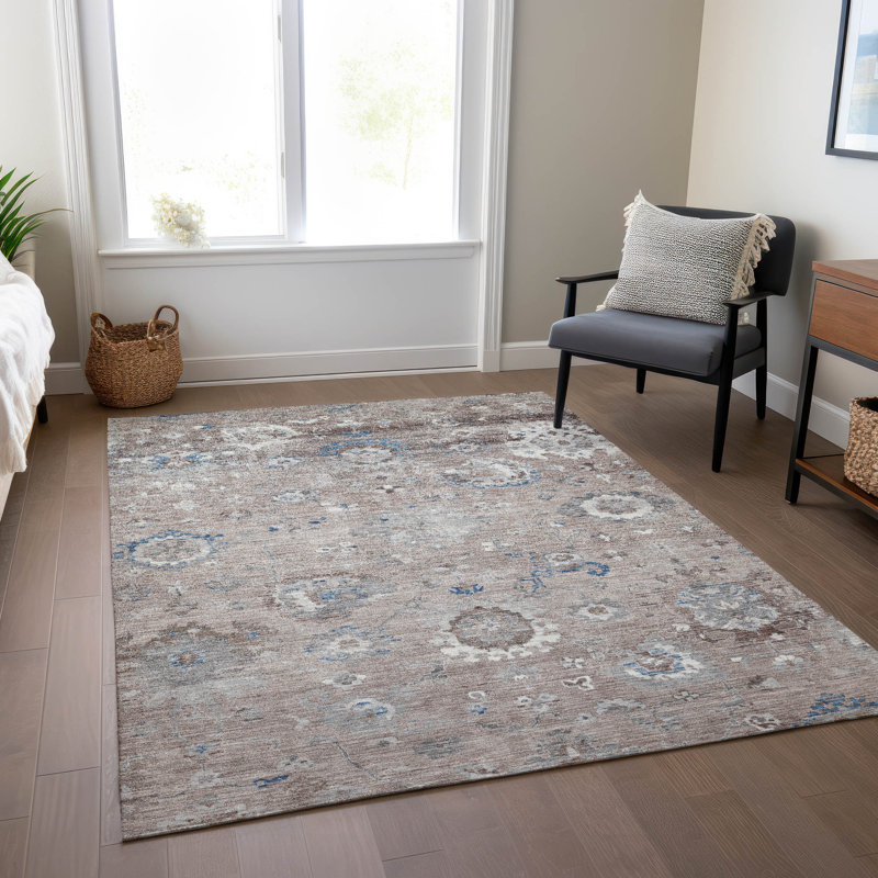 Machine Washable Indoor/Outdoor Christain ACN1374 Taupe Rug, Rectangle 5' x 7'6"