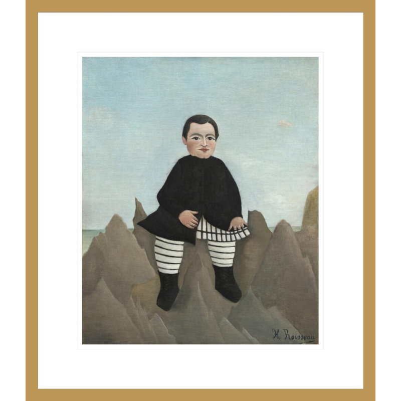 «Boy on the Rocks» par Henri Rousseau, impression giclée sur cadre, H 20,34 po x l 17,75 po
