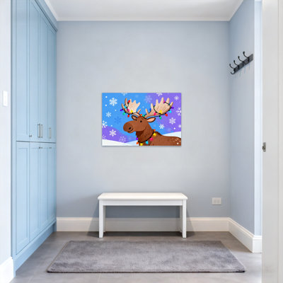 Orignal de Noël avec lumières sur bois et cou