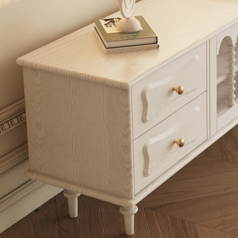 Meuble télé français de style crème simple, Blanc cassé