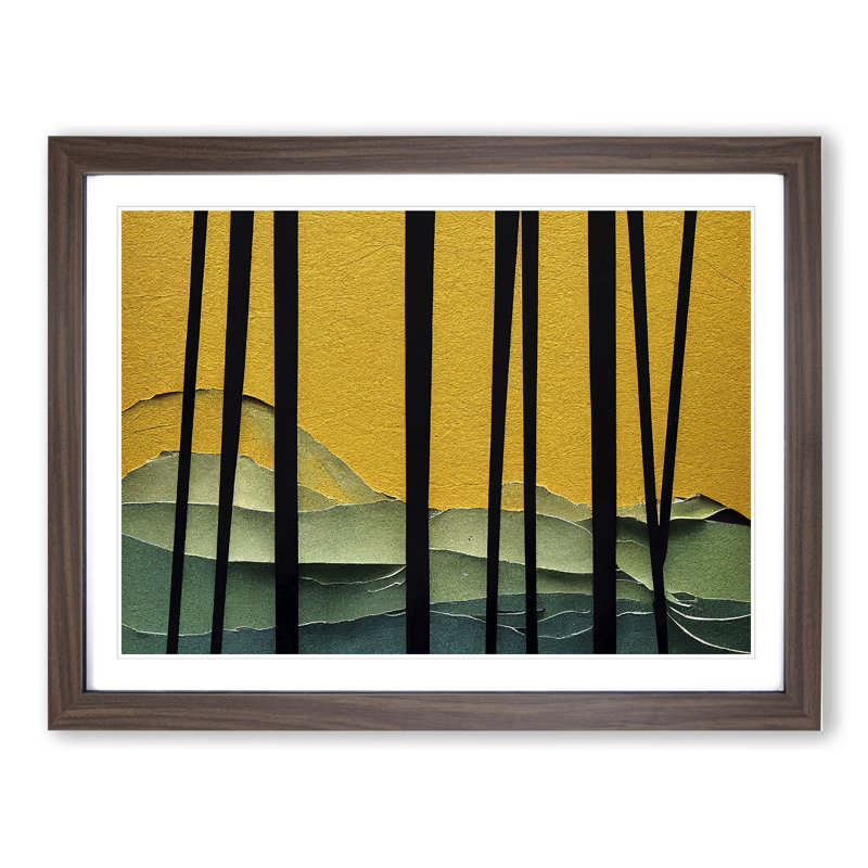 Dazzling Abstract Forest - Single Picture Frame Print, Walnut, 25cm H x 34cm W x 2cm D