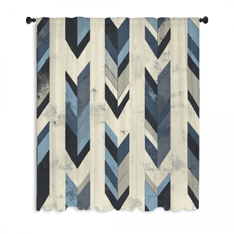 Rideaux de fenêtre à motif de flèche, occultant et voilages géométriques - 1 panneau, L 50 po x L 84 po