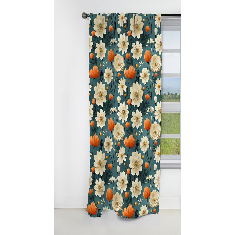 Mod Botanical Allure II - Rideau Mid-Century - Rideau occultant géométrique - 1 panneau, L 52 po x L 63 po