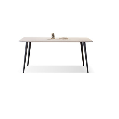 Table de salle à manger blanche rectangulaire en pierre frittée