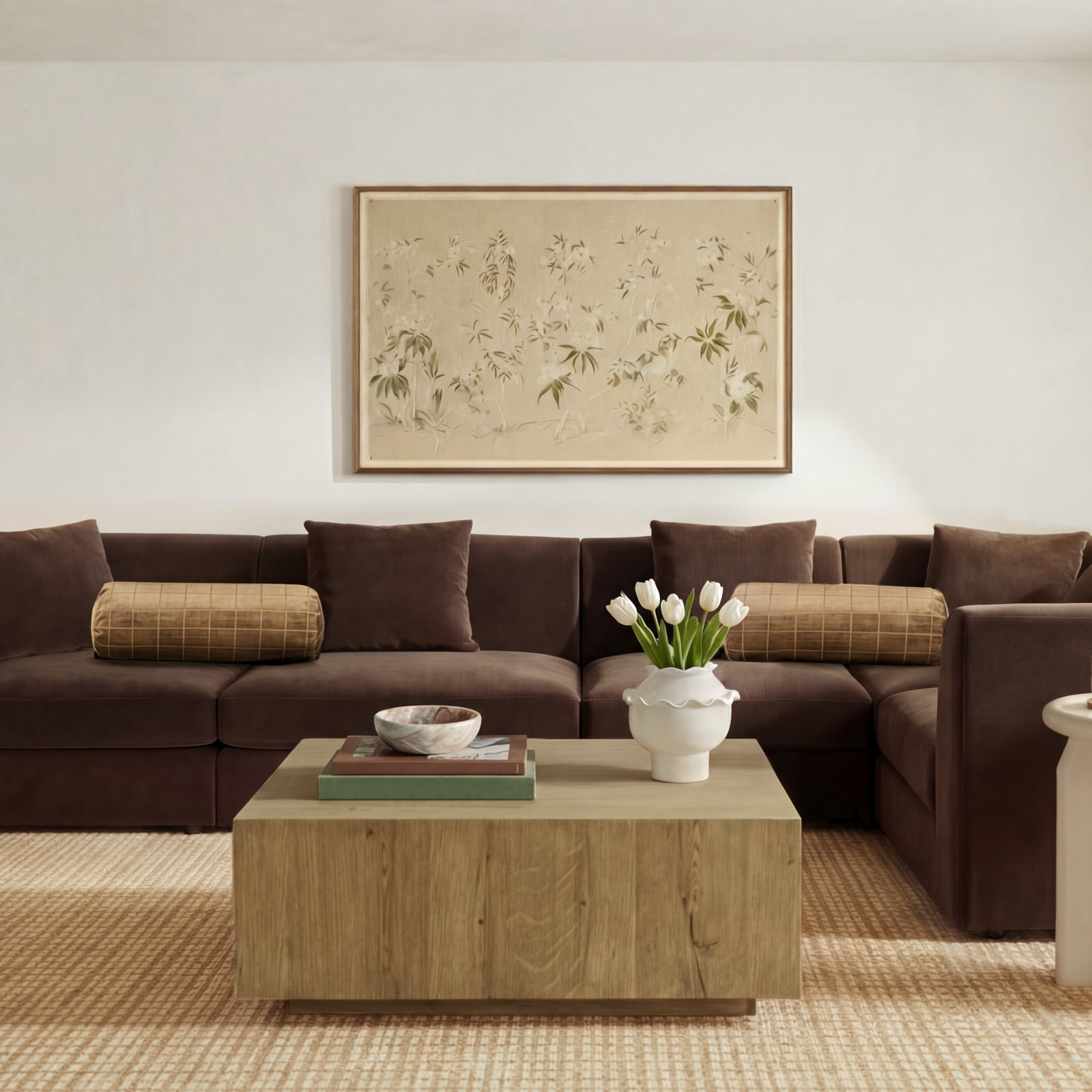 Taryn 42" Block Coffee Table, Light Brown