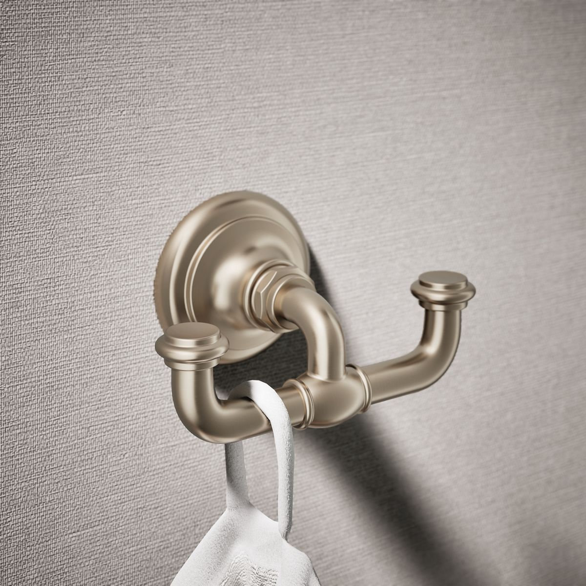 Artifacts Double Wall-Mounted Robe Hook, Vibrant Brushed Bronze