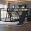 Lit superposé simple au-dessus de grand lit en forme de L avec lit mezzanine simple, lit superposé triple en métal avec glissière et ports USB, conception peu encombrante et silencieuse, noir-763708101