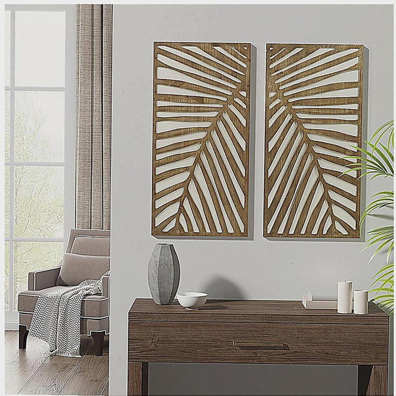 Two-tone 2-piece Wood Panel Wall Decor Set